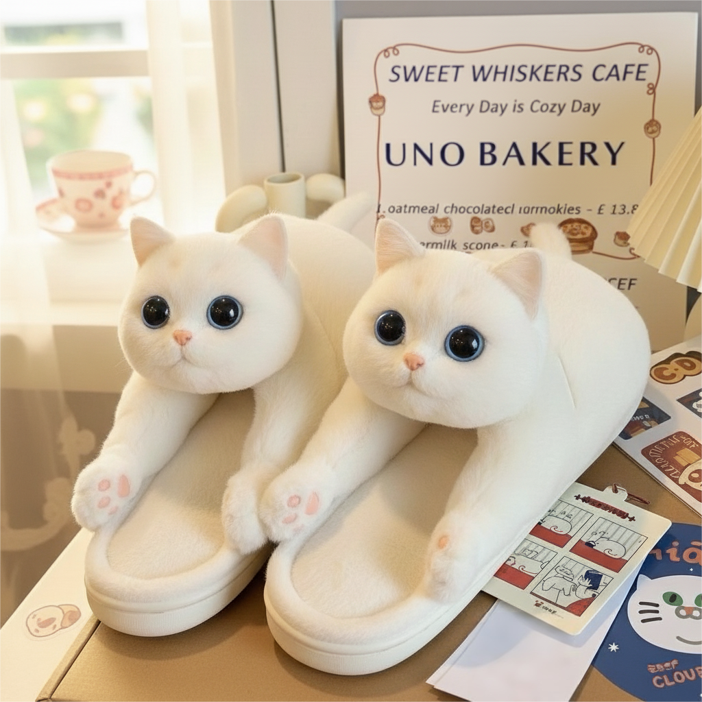 The "Big Stretch" Kitty Slides - Ultra Soft 3D Cat Slippers