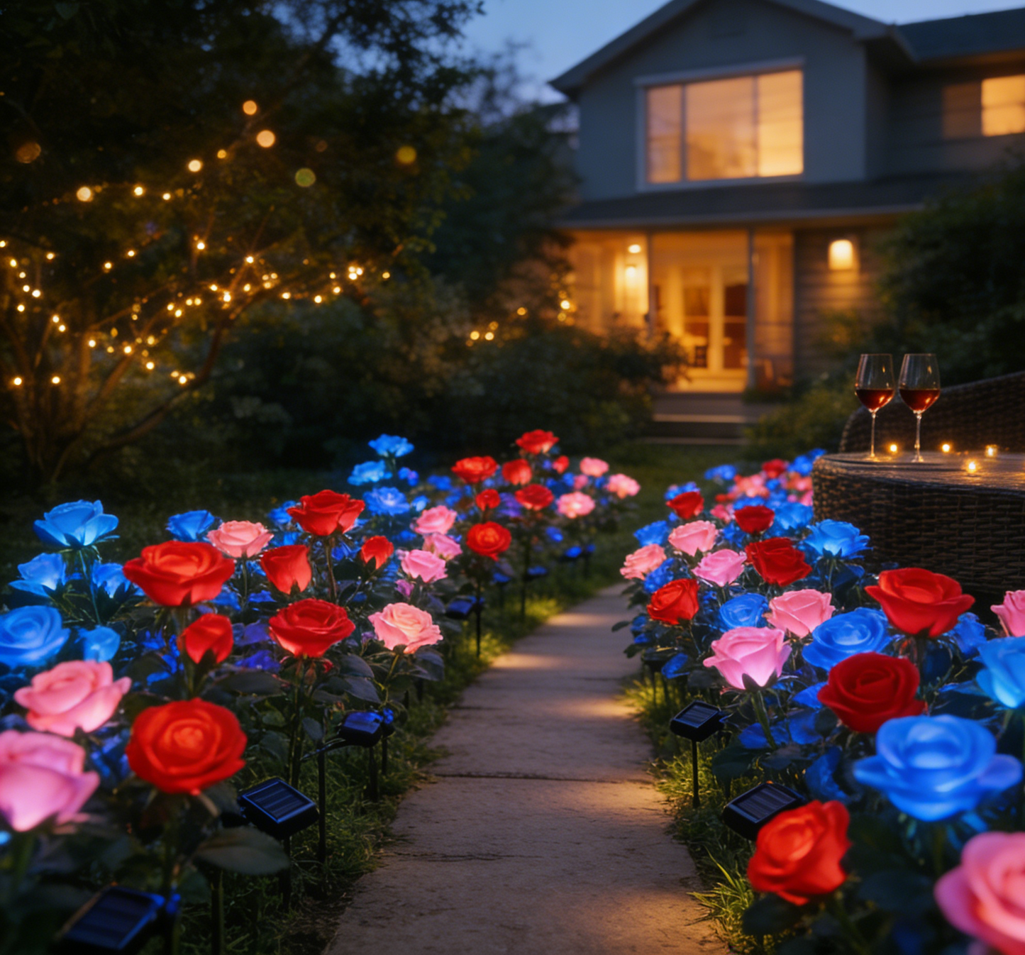Solar Lights Outdoor Rose Flower WaterproofLights for Garden Patio Yard Pathway Decoration