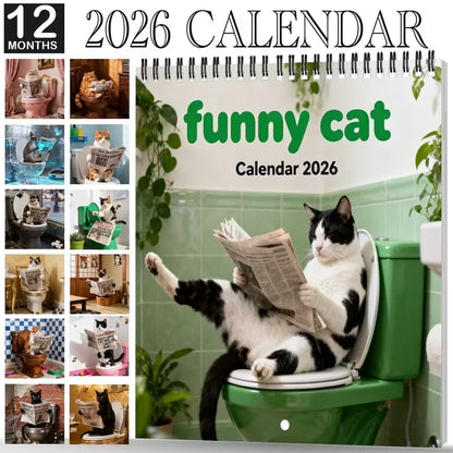 Weird cats in renaissance 2026 Wall Calendar,2026 Funny Cat Calendar - 12-Month Wall Calendar with Hanging Hole, Cute Toilet Cat Design, Perfect Gift for Cat Lovers, Office & Home Decor, Home Decoration, Playful Design, Durable Paper