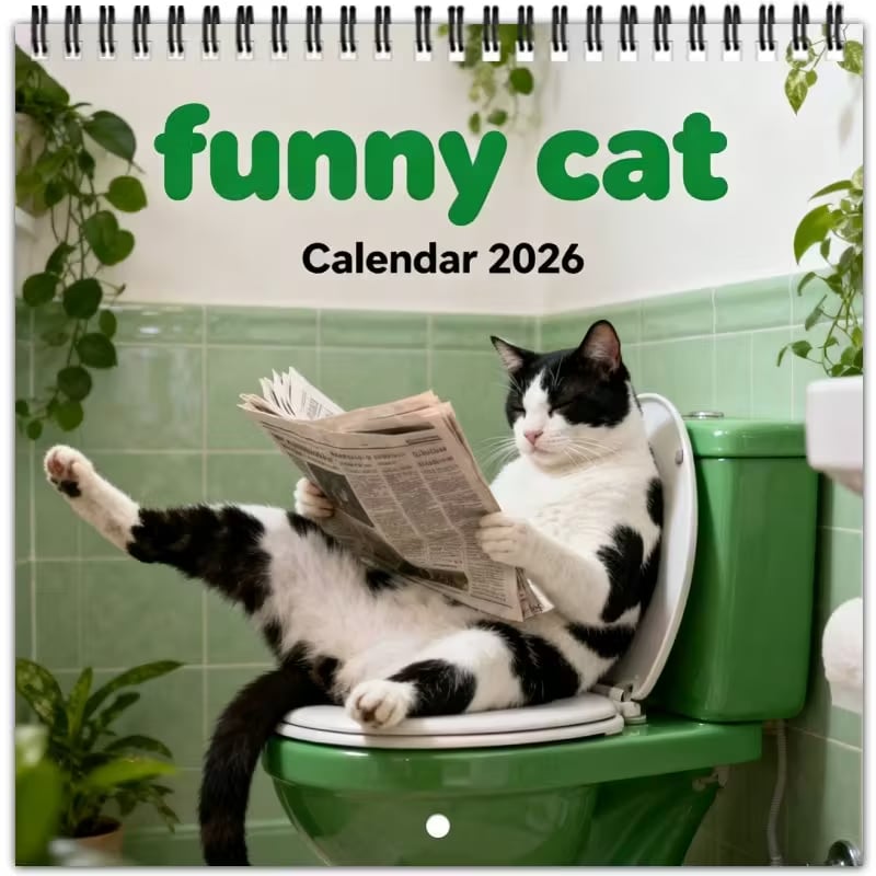Weird cats in renaissance 2026 Wall Calendar,2026 Funny Cat Calendar - 12-Month Wall Calendar with Hanging Hole, Cute Toilet Cat Design, Perfect Gift for Cat Lovers, Office & Home Decor, Home Decoration, Playful Design, Durable Paper