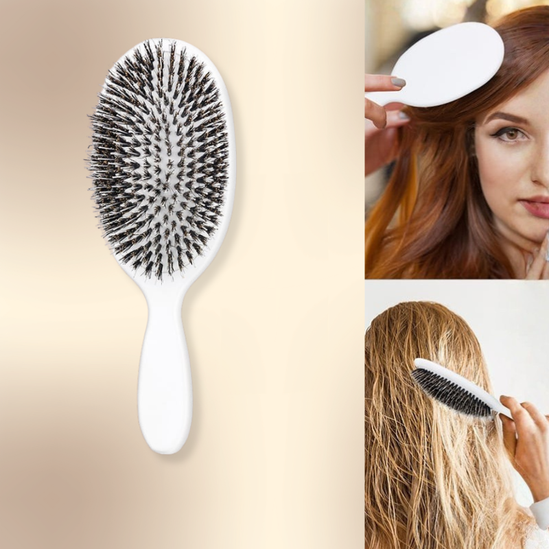 Boar Bristle Brush with Nylon Bristles and Microsphere Massaging Tips