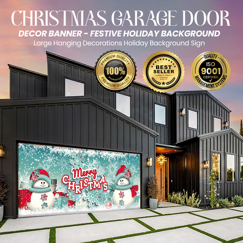 Christmas Garage Door Decor Banner - Festive Holiday Background