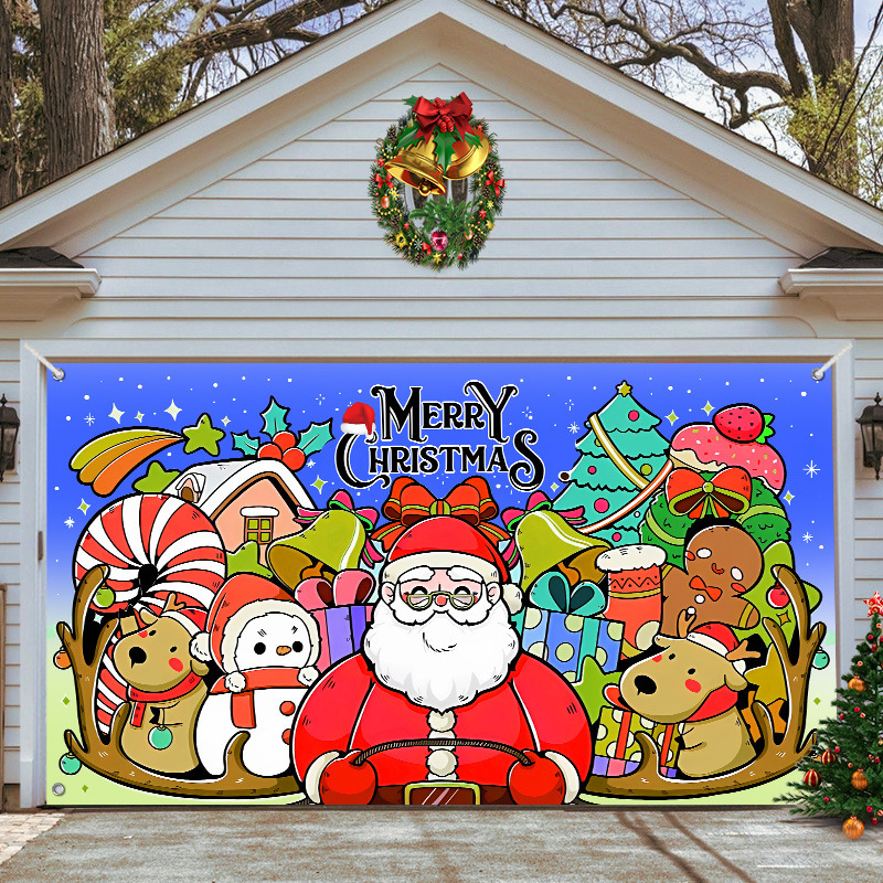 Christmas Garage Door Decor Banner - Festive Holiday Background