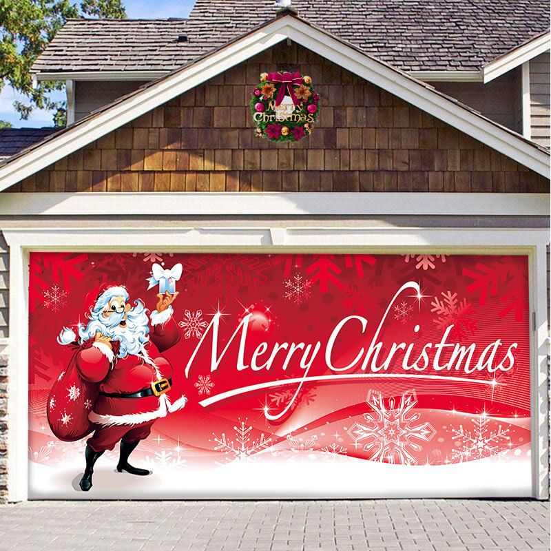 Christmas Garage Door Decor Banner - Festive Holiday Background
