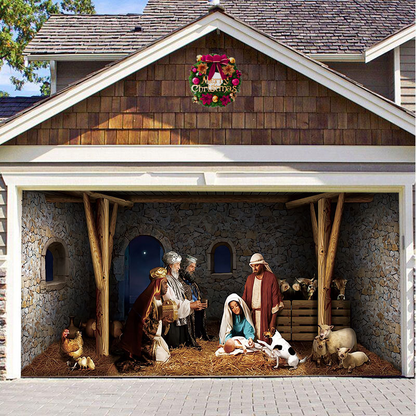 Christmas Garage Door Decor Banner - Festive Holiday Background