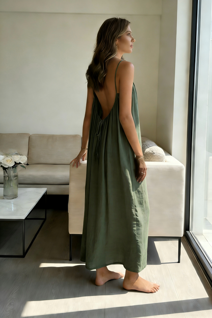 💃Women's Solid Color Backless Cami Dress💕