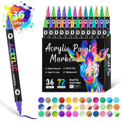 🎨Dual Tip Acrylic Paint Pen Marker - 24/48/72/120 Colors