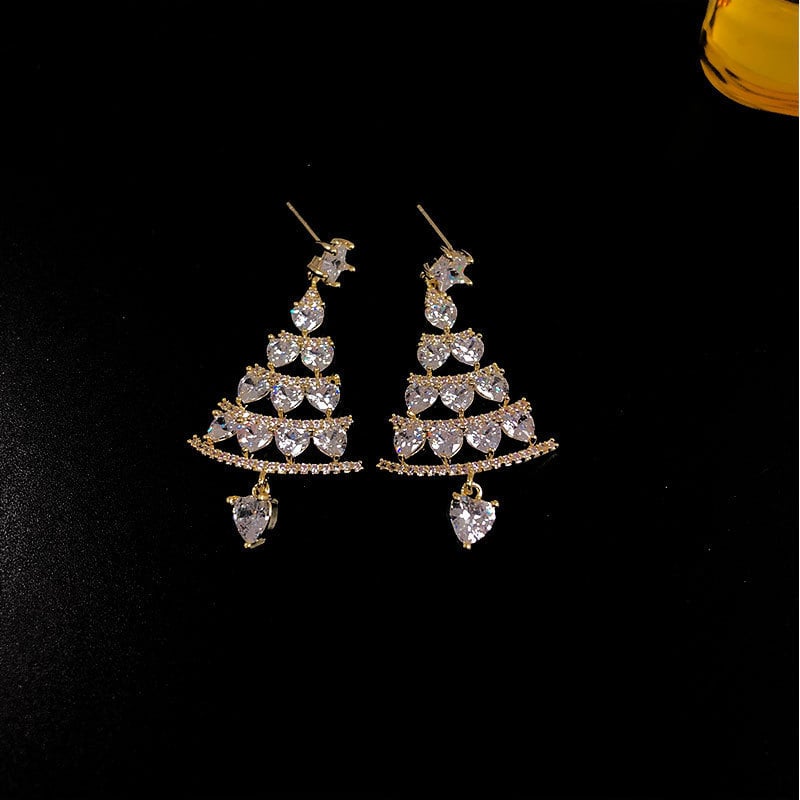 Radiantgrp - Shiny Christmas Tree Earrings