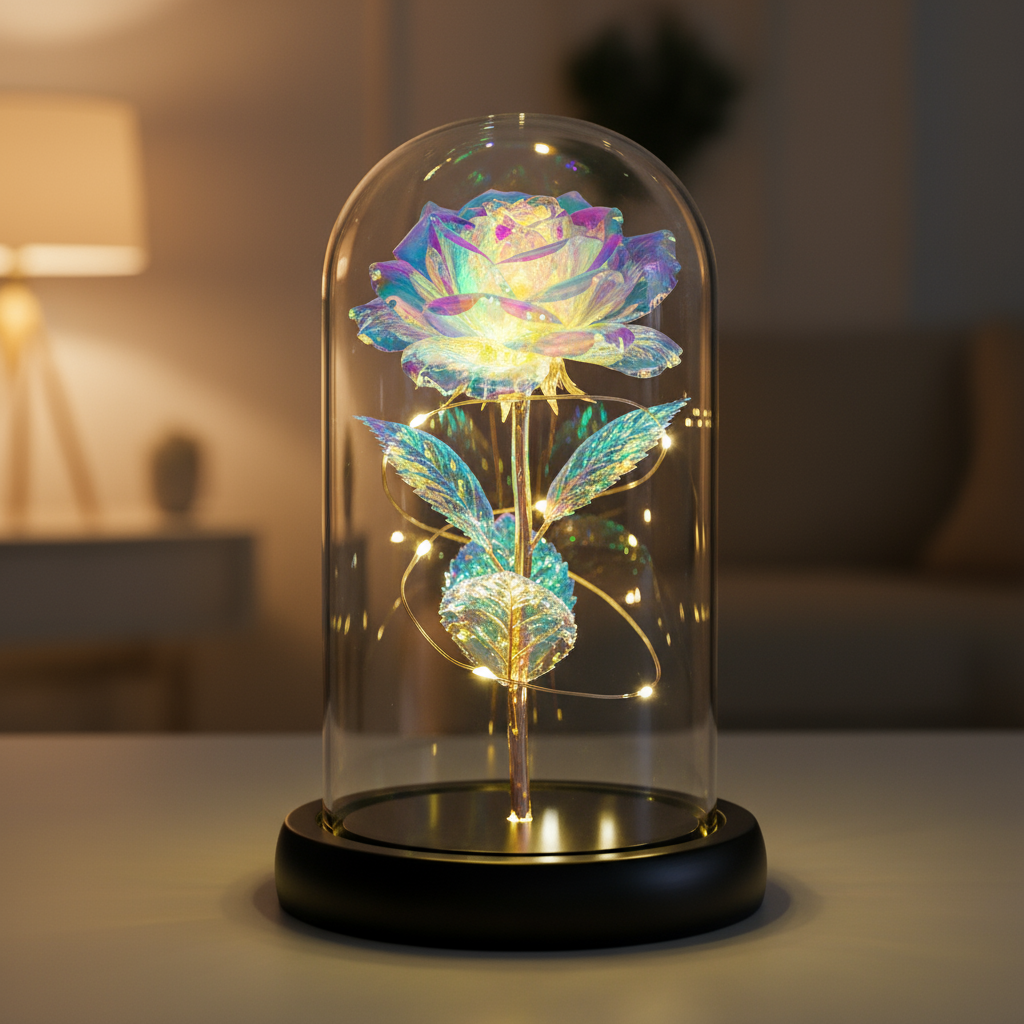 Simulated Gold Foil Rose & Preserved Flower