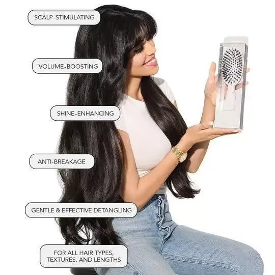 Boar Bristle Brush with Nylon Bristles and Microsphere Massaging Tips