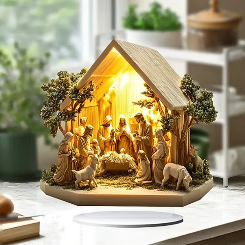 Newborn flat Christmas scene desktop decoration