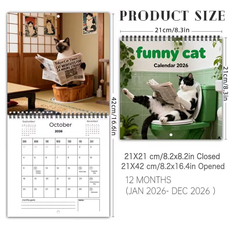 2026 Weird cats in renaissance Calendar ＆ Funny Cat Calendar