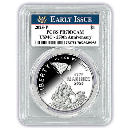 U.S. Marine Corps 250th Anniversary Proof 🥈 Coin-Brilliant Uncirculated