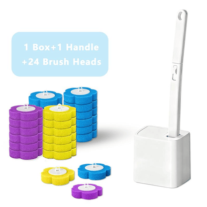 Disposable Toilet Brush, Toilet Bowl Wand Holder Set with 24PCS Cleaner Refills,Wall-Mount Scrubbing Toilet Brush Bathroom Cleaning Kit