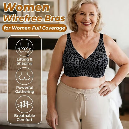 🏆LAST DAY SALE 49% OFF 🔥Super Firming Leopard Print Jelly Bra | Women Wirefree Bras 👍No More Sagging Breasts