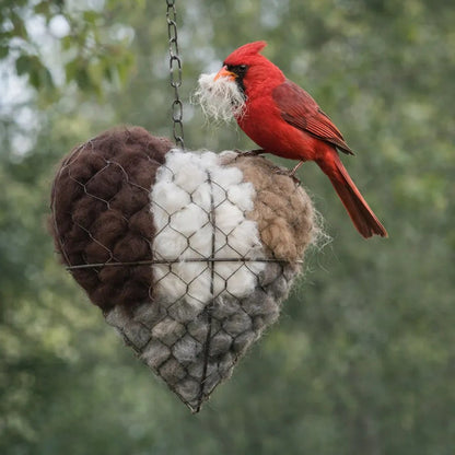🕊️ Handmade Alpaca Fiber Bird Nesting Heart