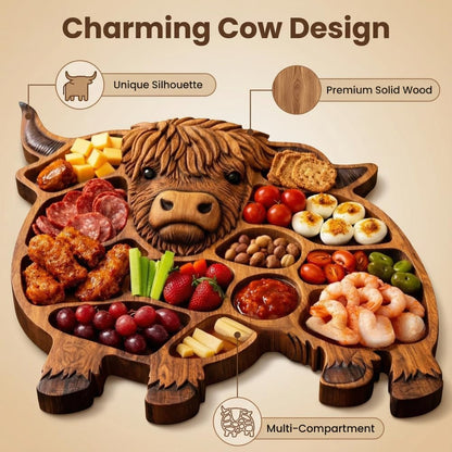 🐮 Highland Cow Wooden Charcuterie Board