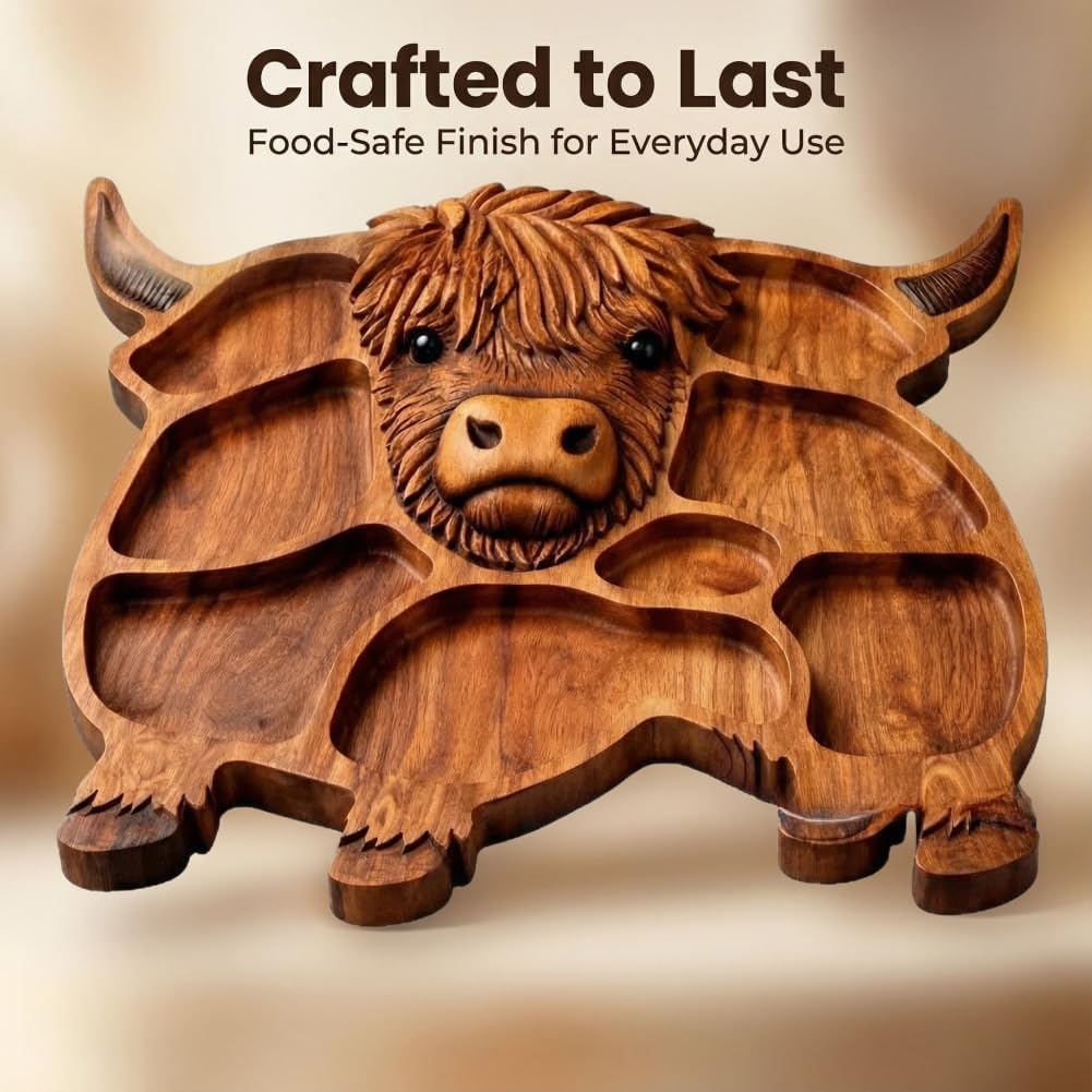 🐮 Highland Cow Wooden Charcuterie Board