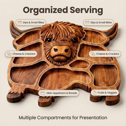 🐮 Highland Cow Wooden Charcuterie Board