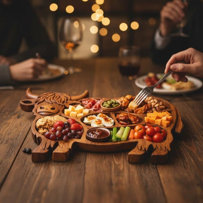 🐮 Highland Cow Wooden Charcuterie Board
