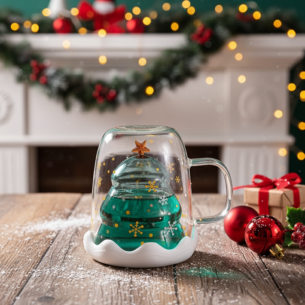 🎄☕ Christmas Snowflake Glass Mug ☕🎄