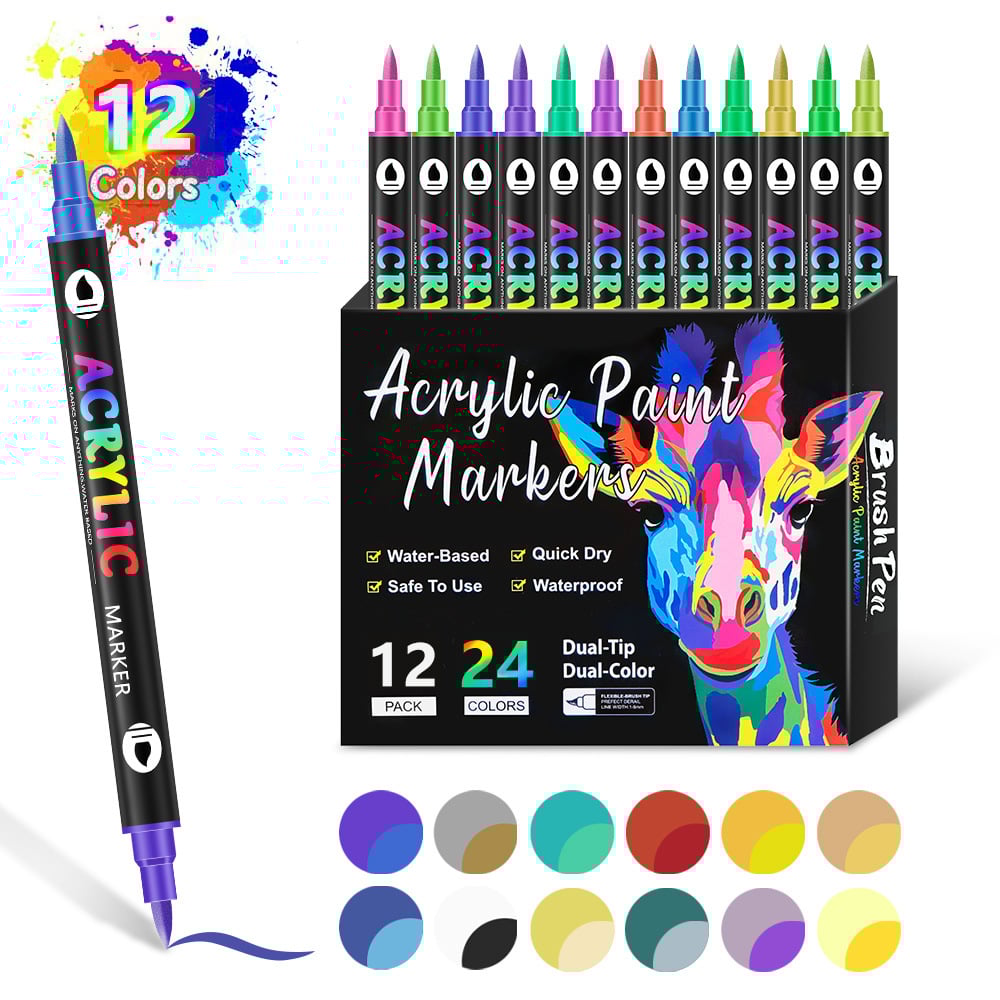 🎨Dual Tip Acrylic Paint Pen Marker - 24/48/72/120 Colors