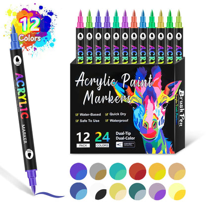 🎨Dual Tip Acrylic Paint Pen Marker - 24/48/72/120 Colors