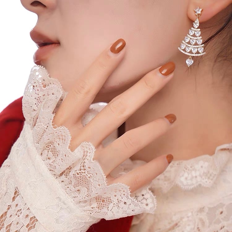 Radiantgrp - Shiny Christmas Tree Earrings