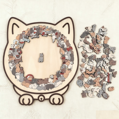 🎁Christmas Sale 49% OFF🎅135-Piece Morandi-Colored Cat Shaped Wooden Jigsaw Puzzle