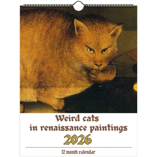 Weird cats in renaissance 2026 Wall Calendar,2026 Funny Cat Calendar - 12-Month Wall Calendar with Hanging Hole, Cute Toilet Cat Design, Perfect Gift for Cat Lovers, Office & Home Decor, Home Decoration, Playful Design, Durable Paper