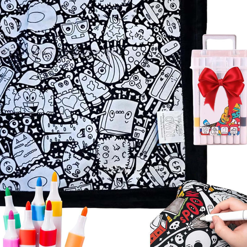 ⏳🎄Christmas Sale 49% OFF!!🎁🎨✨DIY Coloring Blanket With Markers