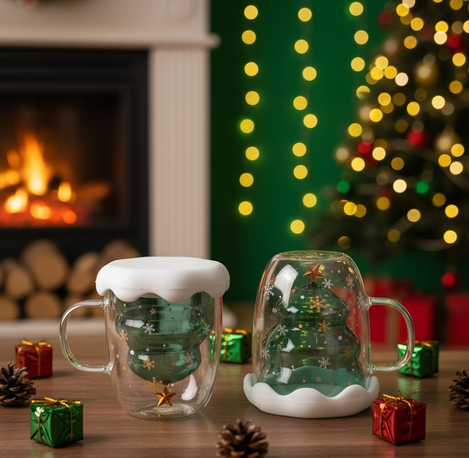 🎄☕ Christmas Snowflake Glass Mug ☕🎄