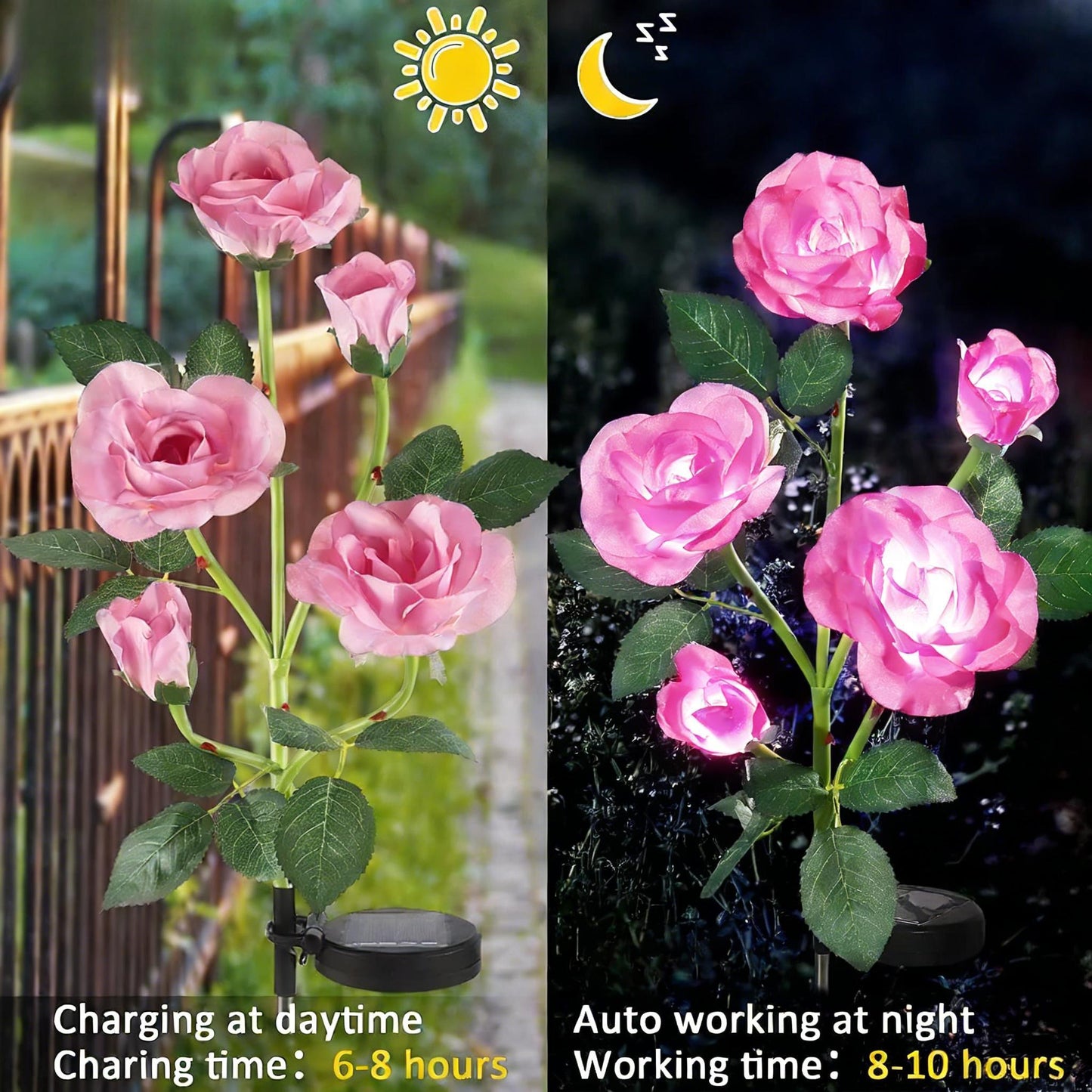 Solar Lights Outdoor Rose Flower WaterproofLights for Garden Patio Yard Pathway Decoration