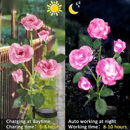 Solar Lights Outdoor Rose Flower WaterproofLights for Garden Patio Yard Pathway Decoration
