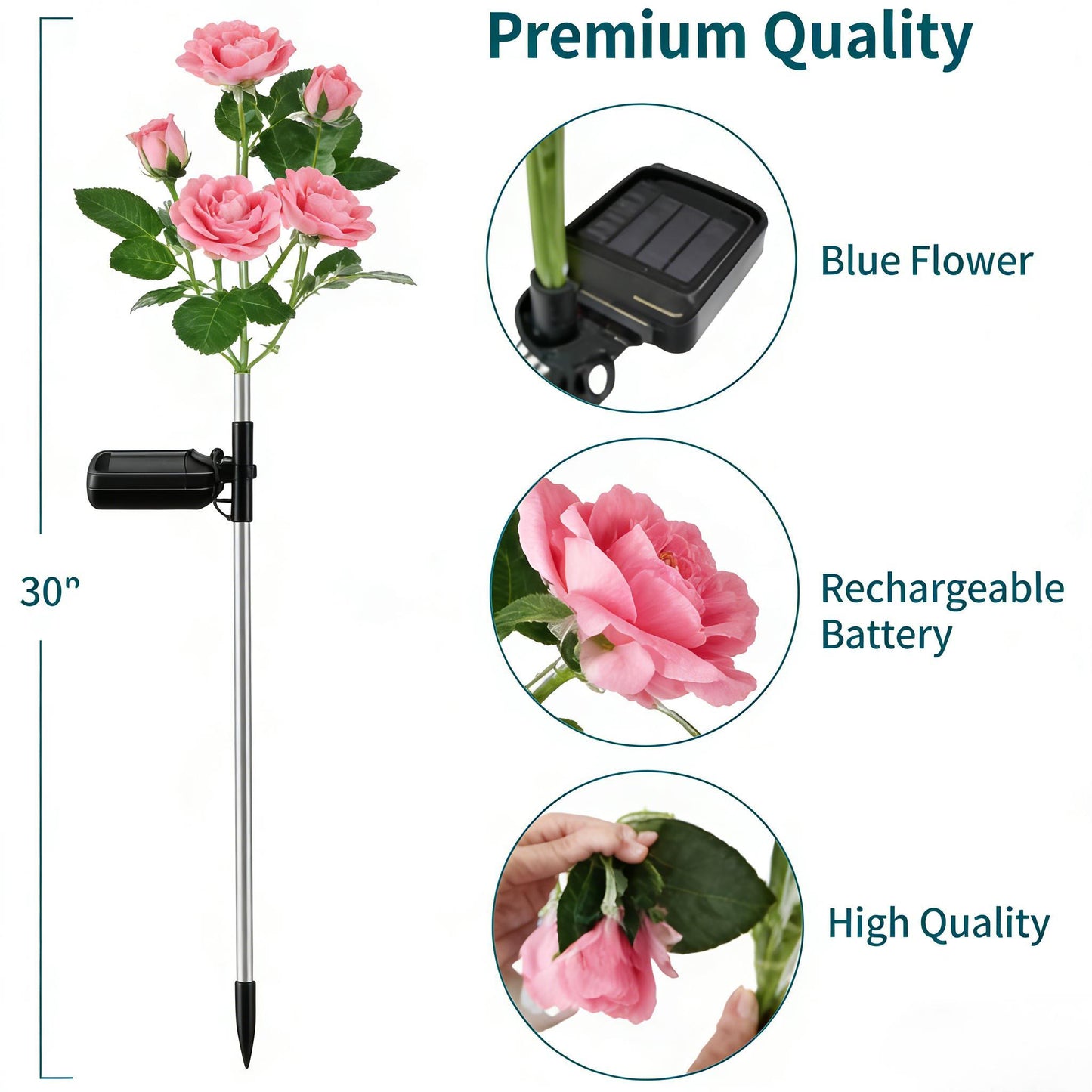 Solar Lights Outdoor Rose Flower WaterproofLights for Garden Patio Yard Pathway Decoration